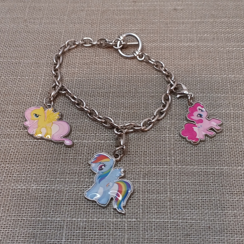 My Little Pony Silver Tone Charm Bracelet 7.5" Long